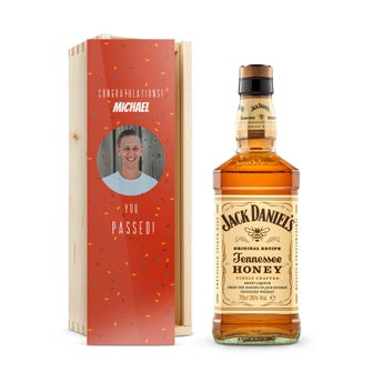 Whiskey i personlig trækasse - Jack Daniels Honey Bourbon