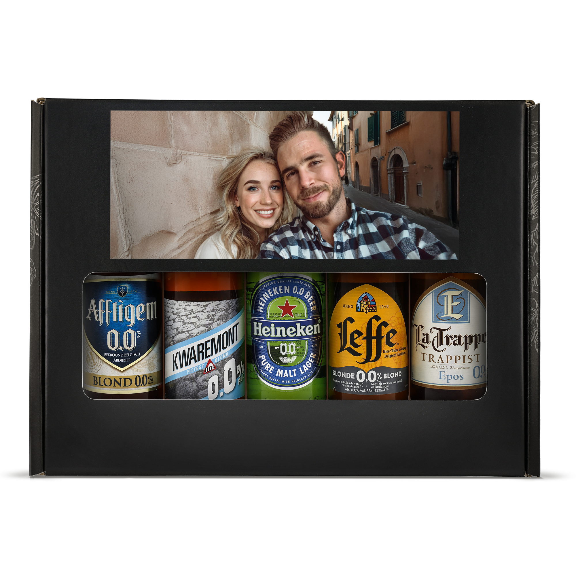 Packs de cerveza internacional con foto y texto