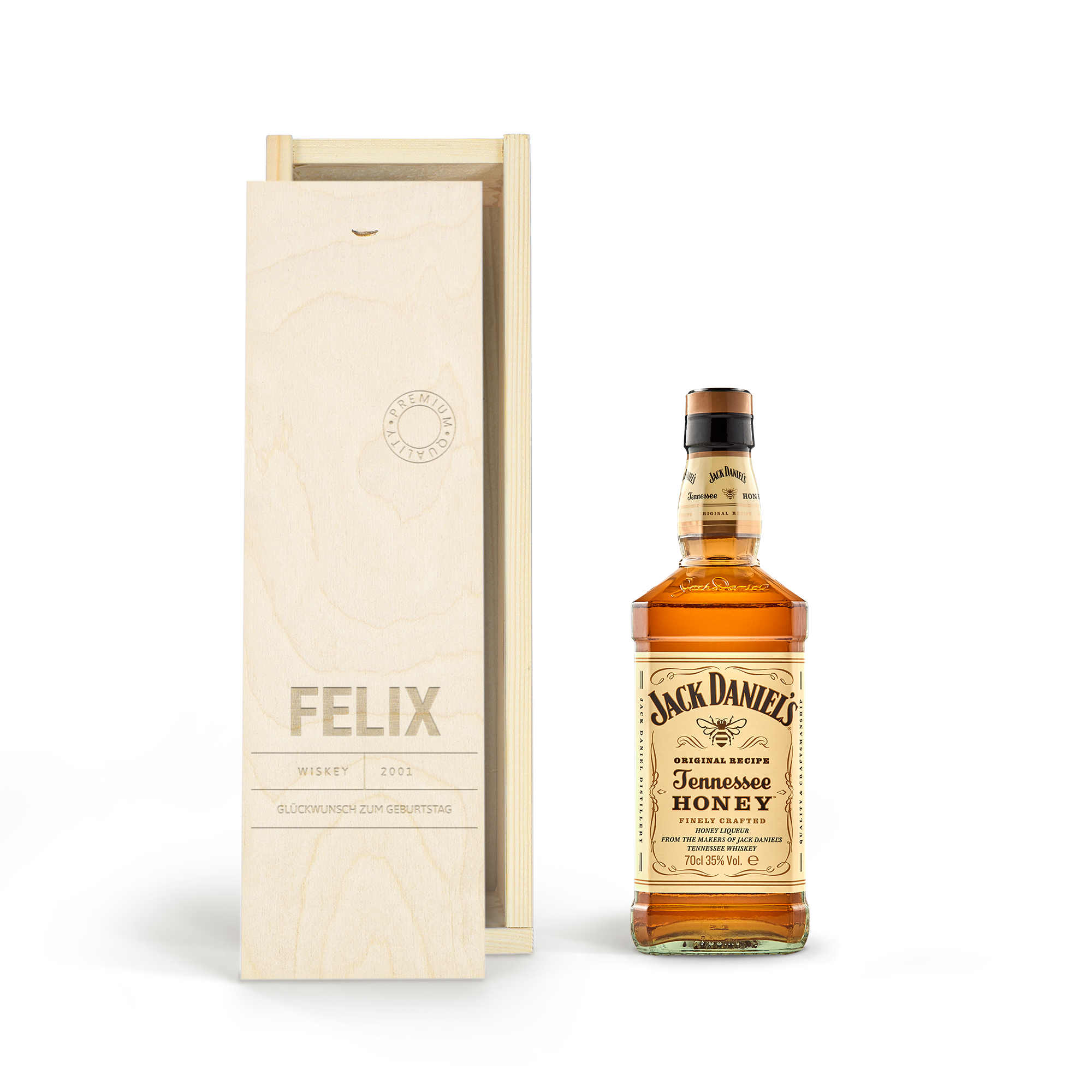 Jack Daniels Honey in gravierter Kiste