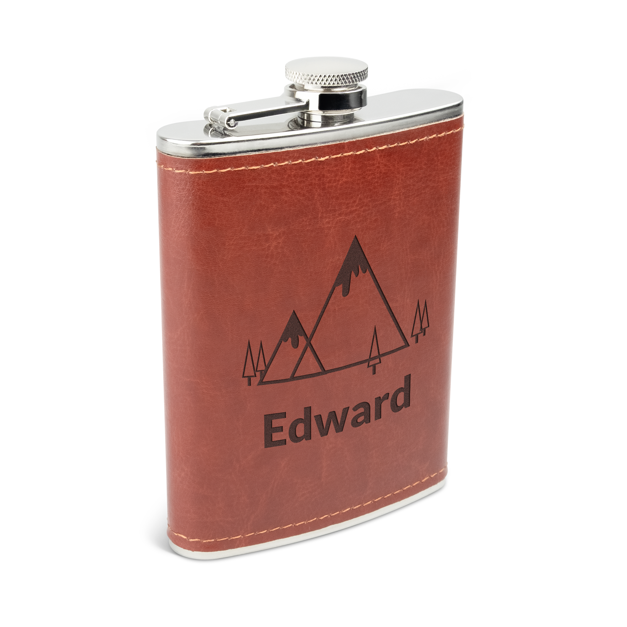 Personalised engraved hip flask - leather look