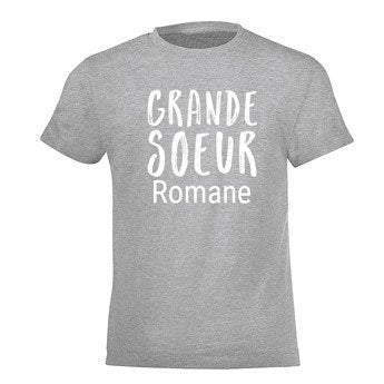 T- shirt Famille - Fille/ Fils - Gris -10 ans