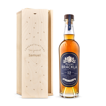 Royal Brackla 12y whisky in engraved case
