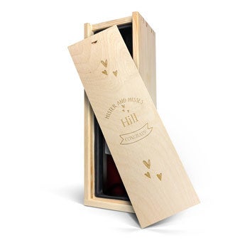 Personalised wine gift - Oude Kaap - Red - Engraved wooden case