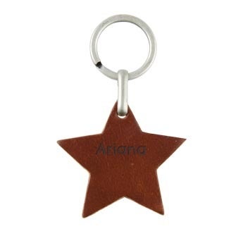 Leather keyring - Star (Brown)