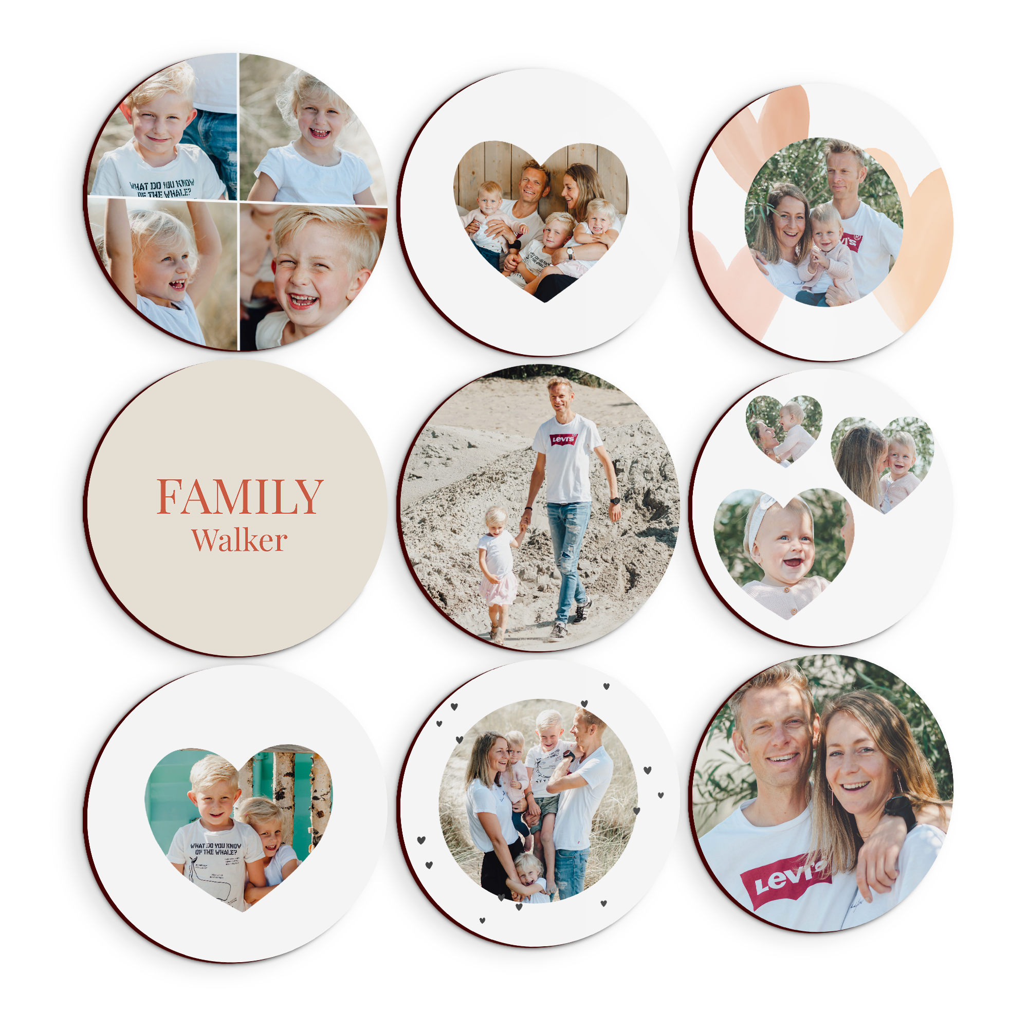 Personalised wall art panel - Round - 9 pcs