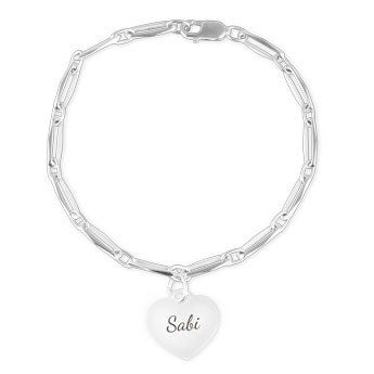 Zilveren bedelarmband - Hart