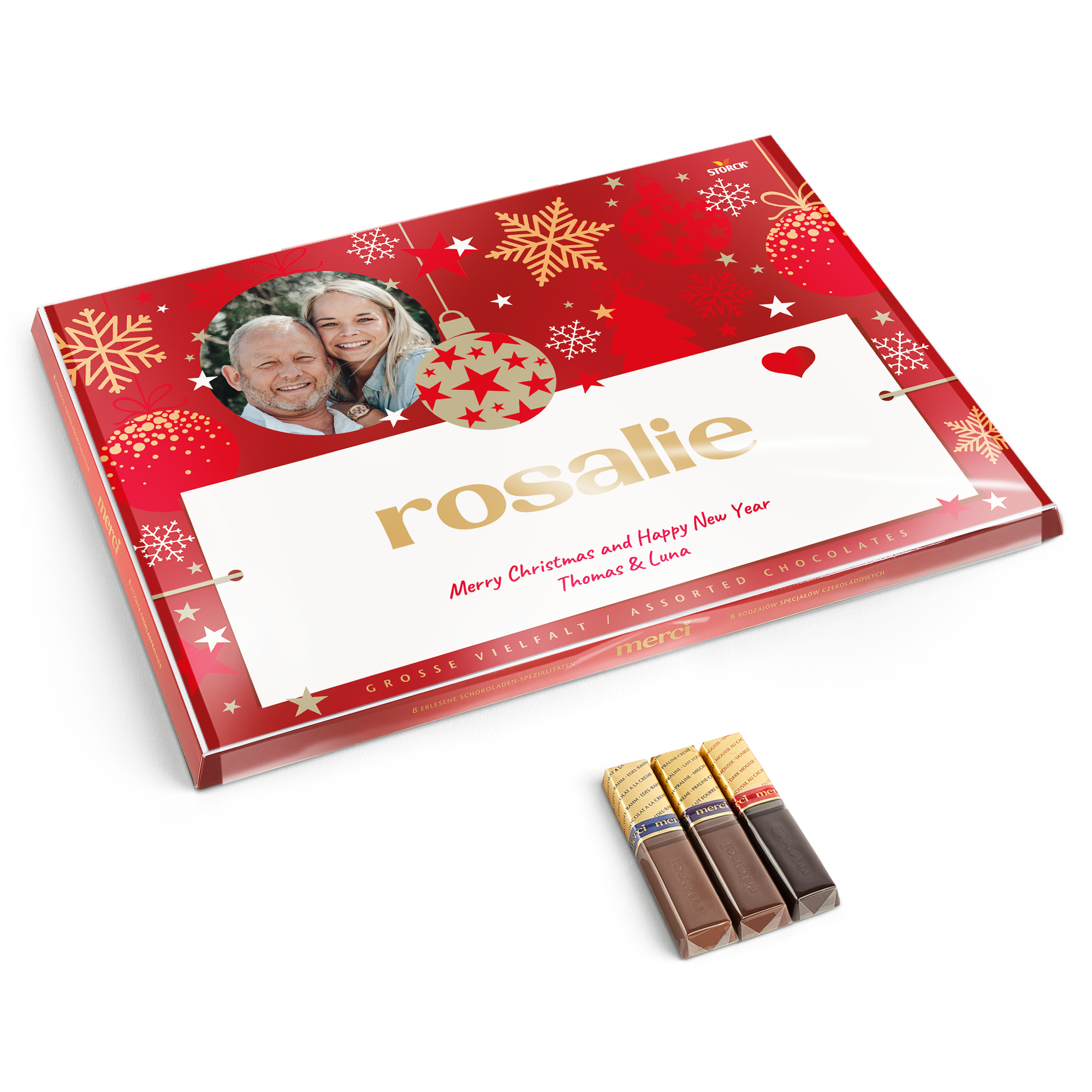 Personalised Merci Chocolate Gift Box & Greeting Card