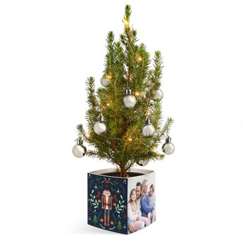 Mini árbol de Navidad en macetero personalizado