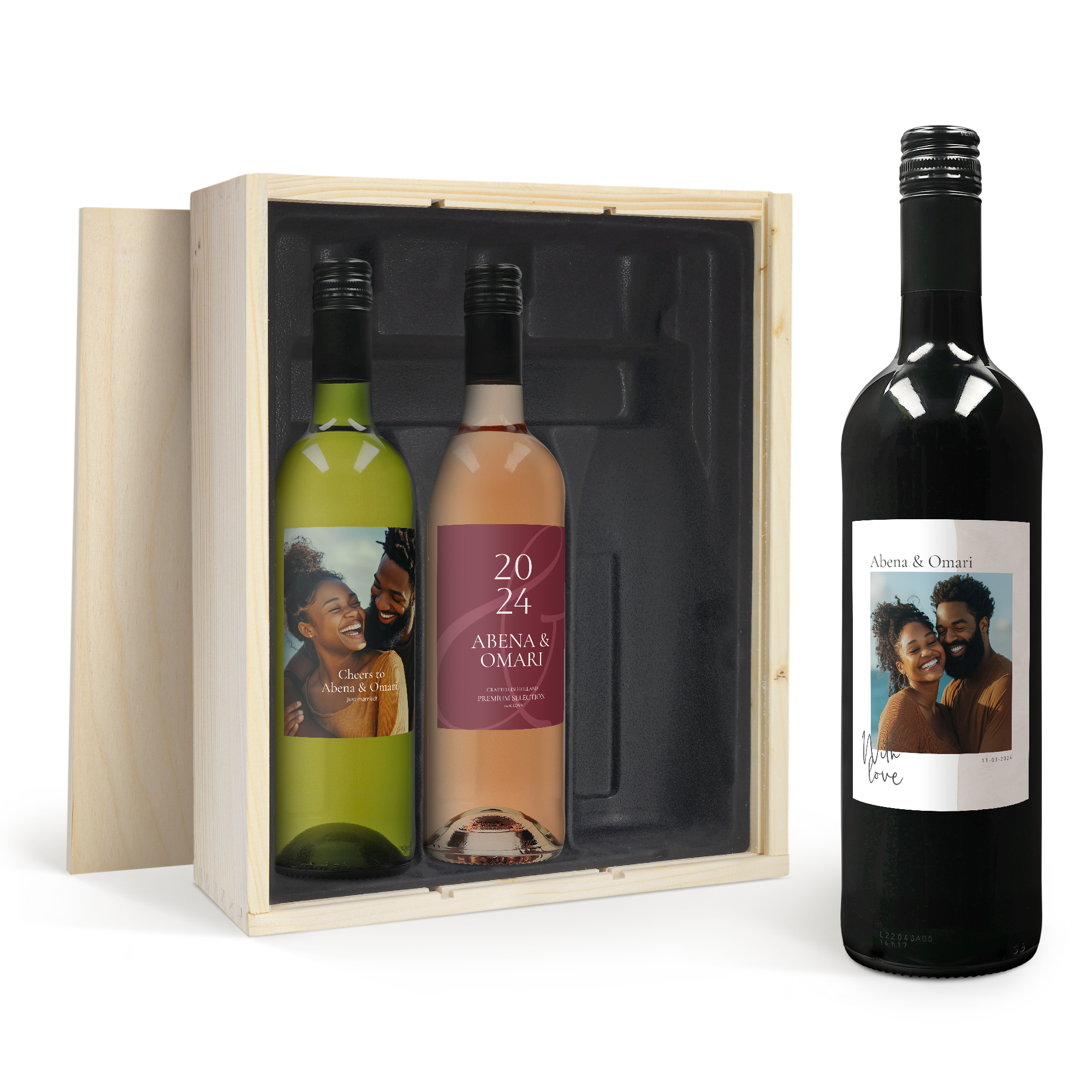 Personalised Wine Gift Set - Belvy - Red, white and rosé