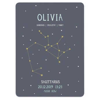 Personalised Milestone® baby poster - Star sign