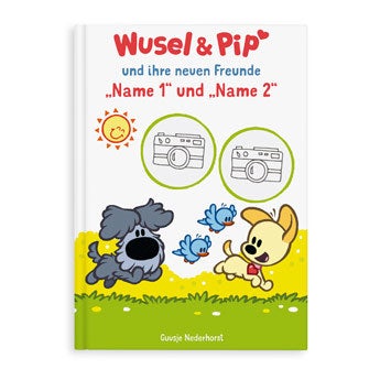 Personalisiertes Kinderbuch Geschwister/Zwillinge - Wusel & Pip und ihre neuen Freunde - XL Hardcover