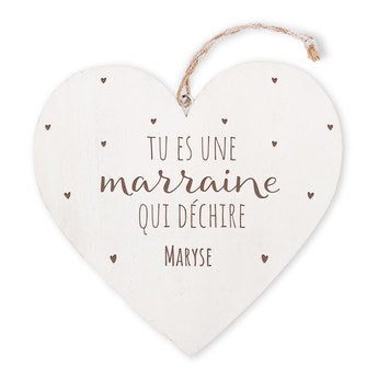 Cœur en bois - Marraine