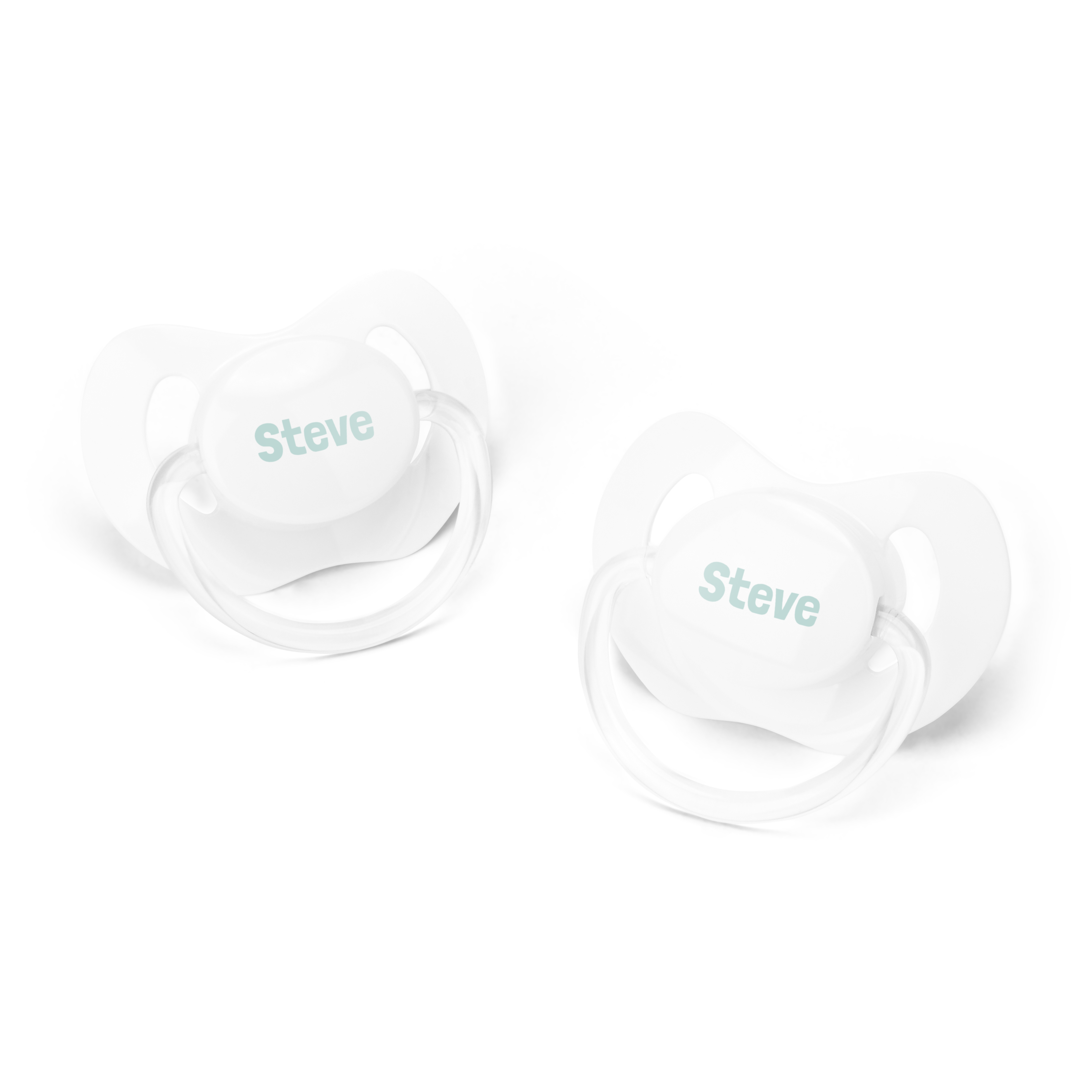 Duo de tétines avec nom imprimé - Blanc