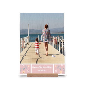 Carte de Fête des Mères en bois - Verticale