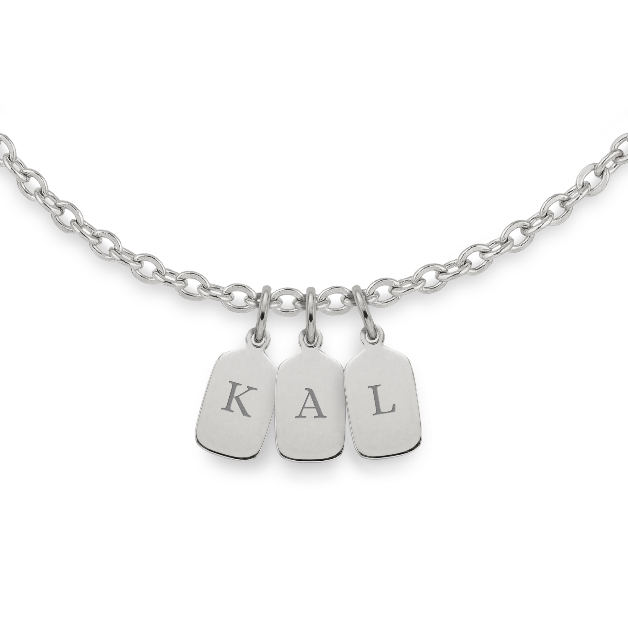 Halskette mit Initialen - Rechteck - Silber - 3 Stück