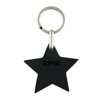 Porte-clé prénom en cuir - Etoile - Noirarron