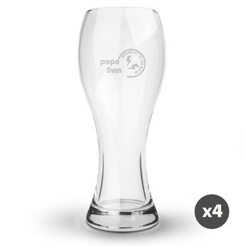 Ölglas med gravyr - Vasformat - 4 stycken