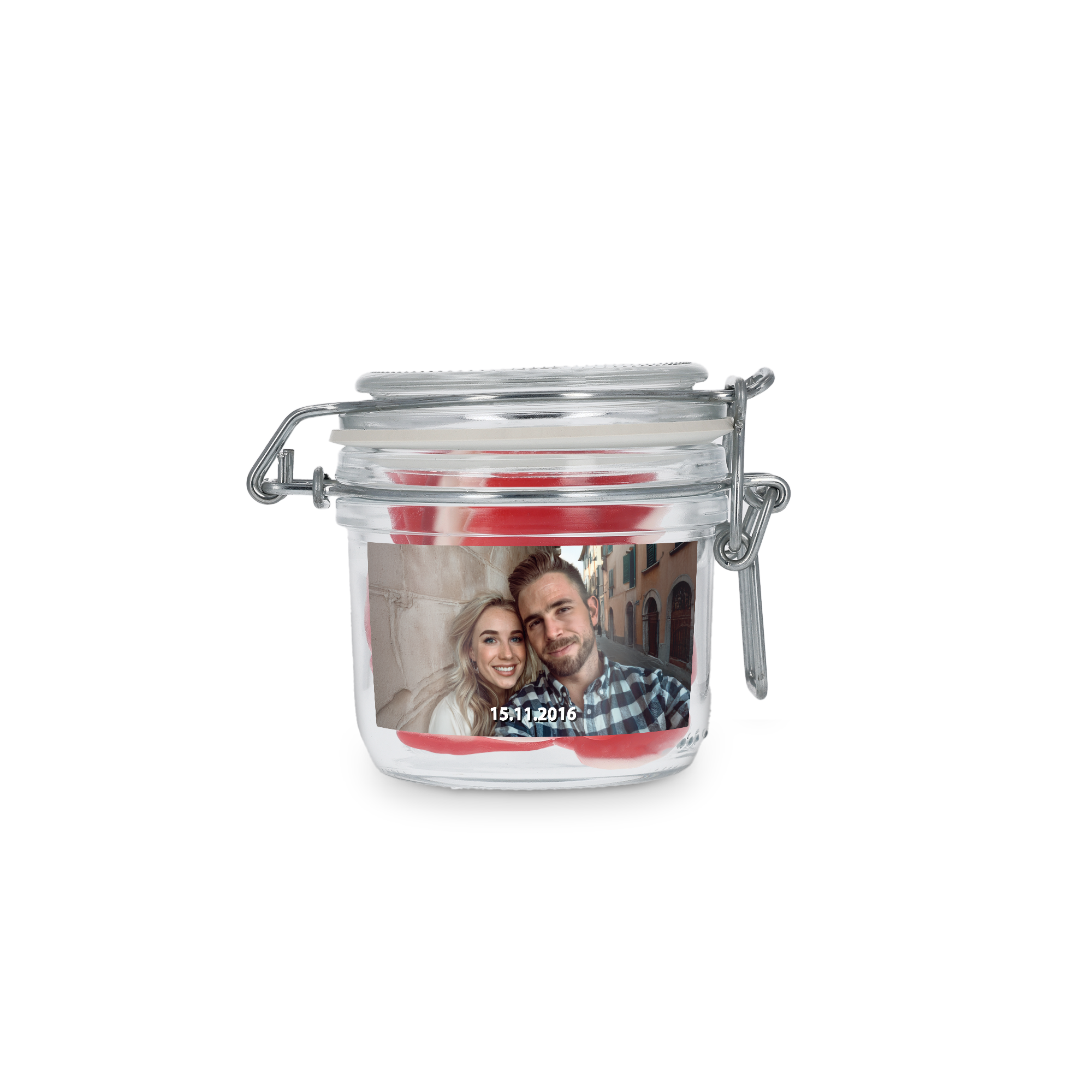 Pote de doces personalizado - 200 ml - Corações