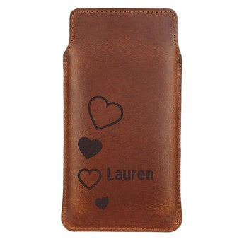 Leather phone case - M - Brown