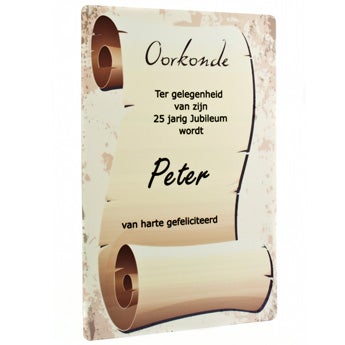 Oorkonde met ophangblok