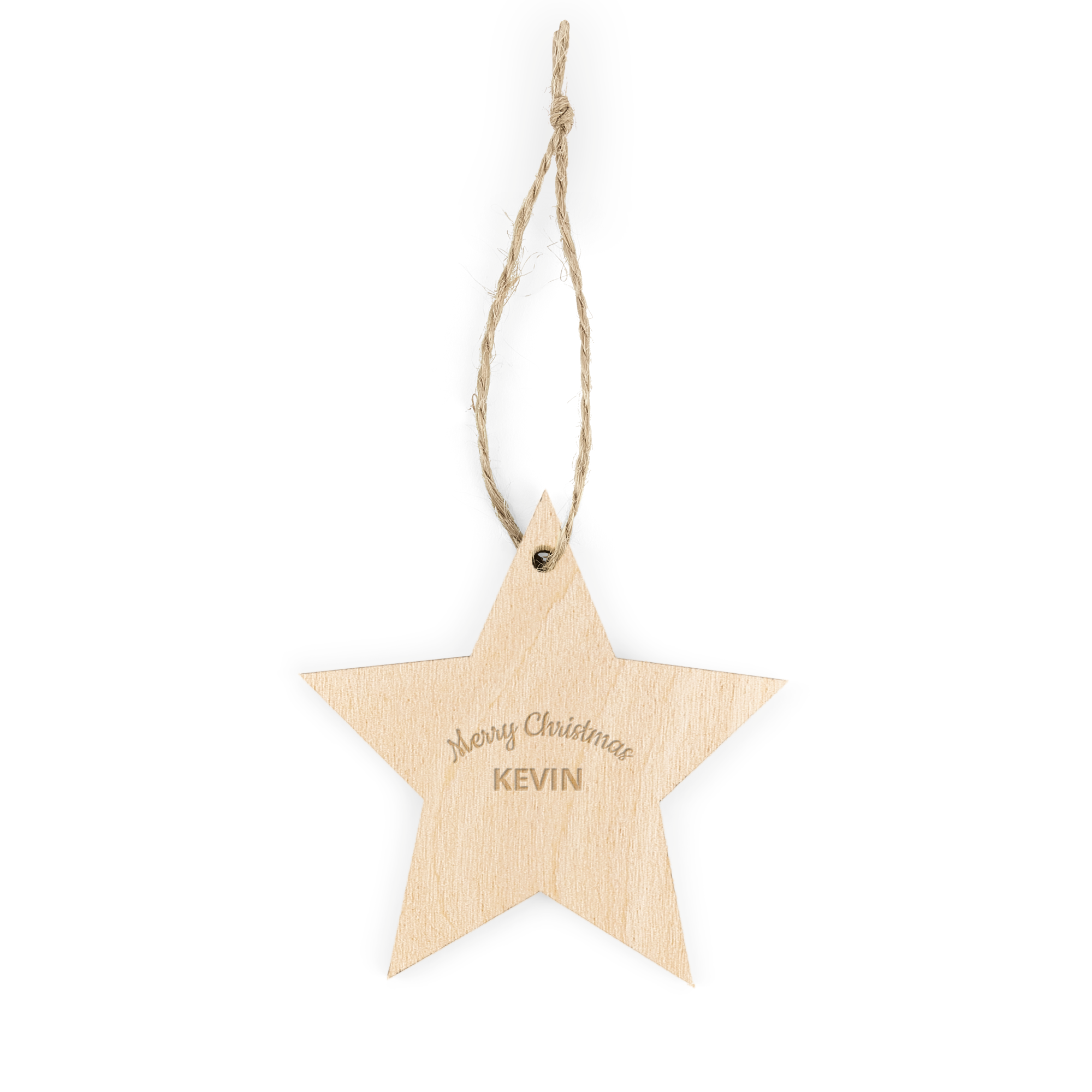 Personalised Christmas decorations - Wood - Engraved - Star - 6 pcs