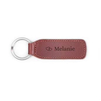 Leather keychain - Brown