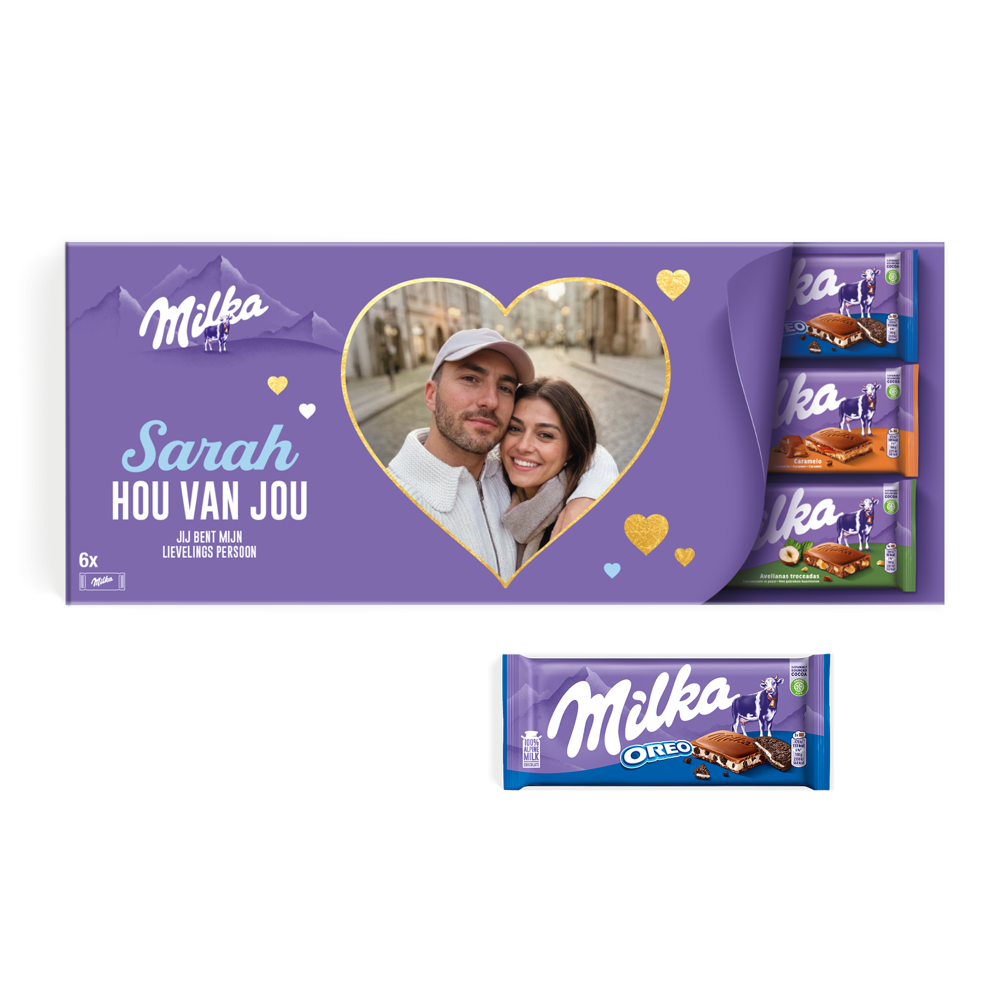 Mega Milka reep met naam en foto bedrukken - 6 repen