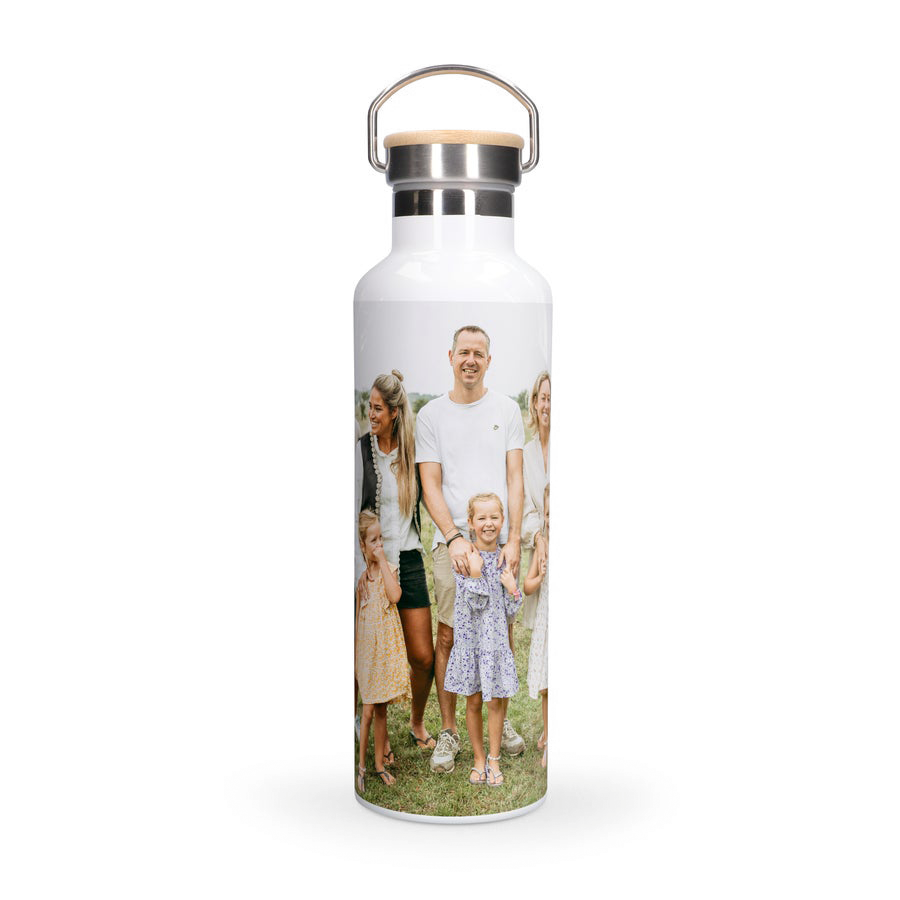 Bambus Trinkflasche bedrucken - Weiß
