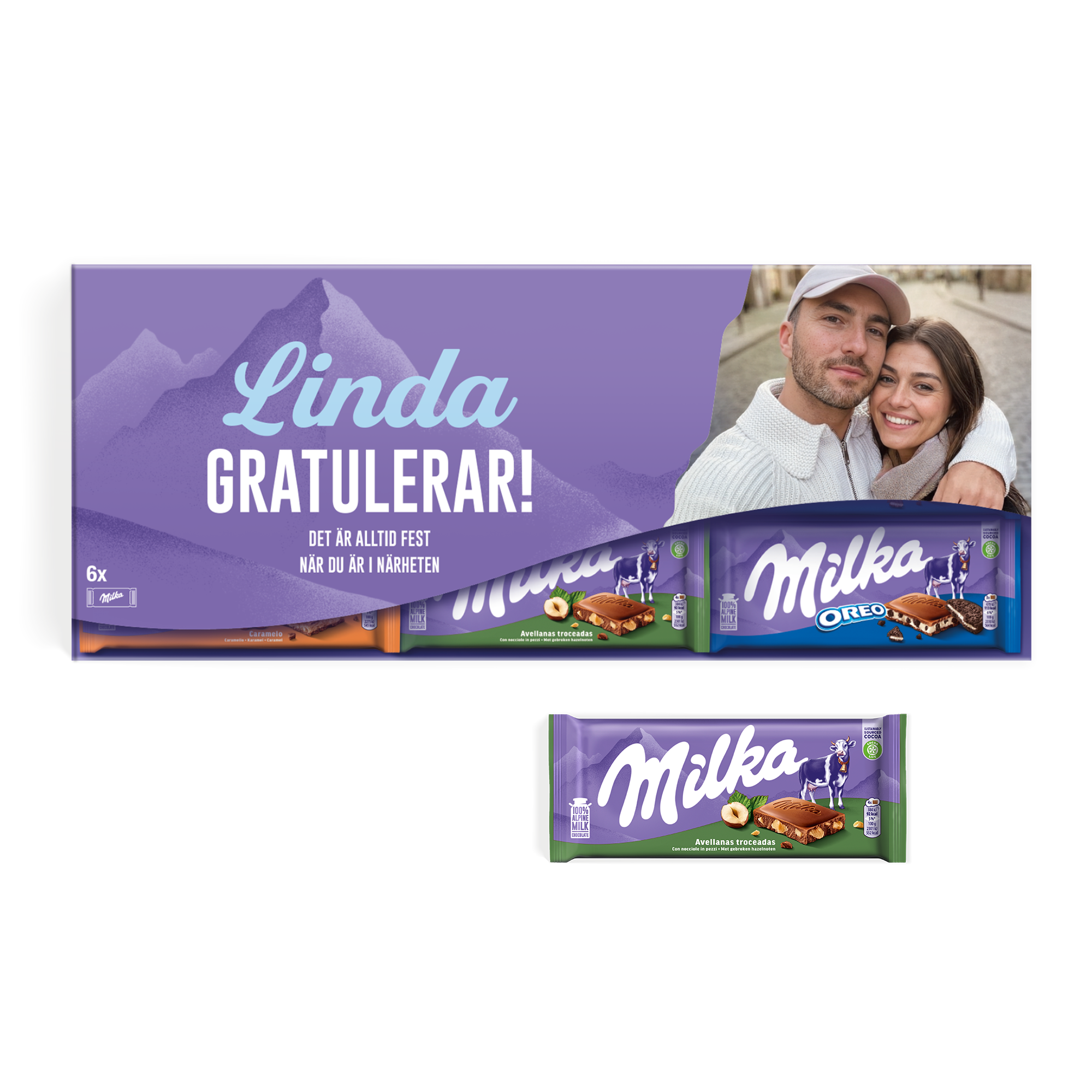 Mega Milka med tryckt namn