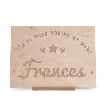 Mors dag-kort i træ – Indgraveret – Horisontalt