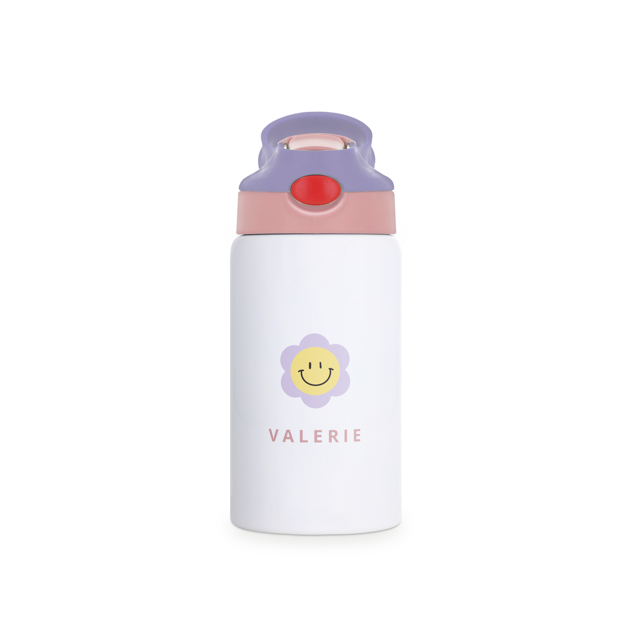 Personalisierte Kinder-Trinkflasche mit Strohhalm - Rosa und Lila