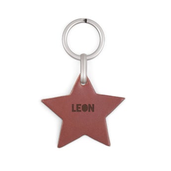 Leather keyring - Star - Brown