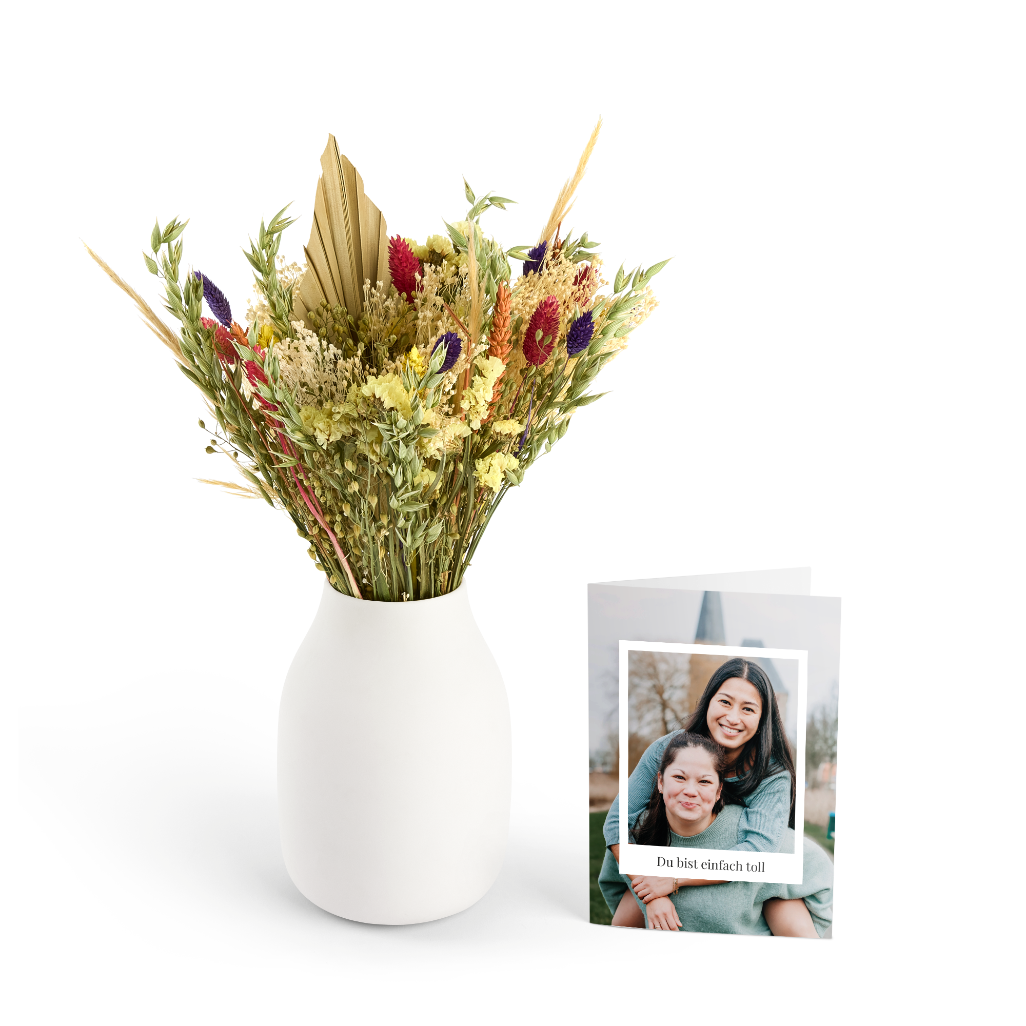 Trockenblumen mit personalisierter Karte - Bunt