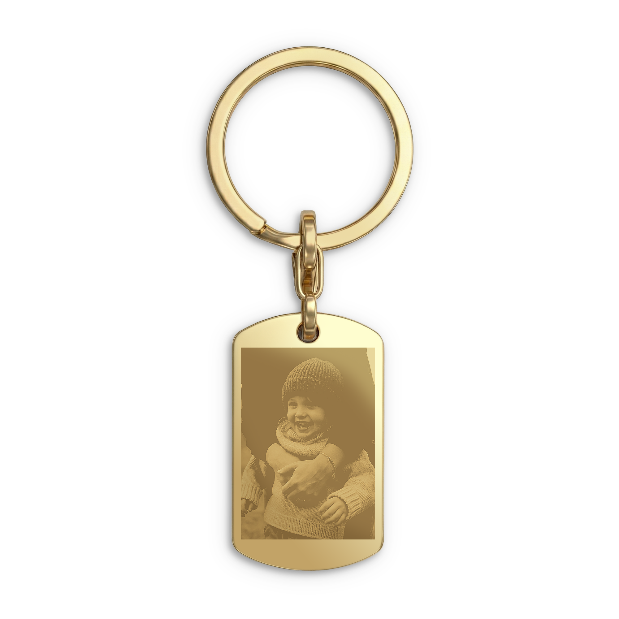 Gepersonaliseerde fotosleutelhanger - Dog tag - Goud
