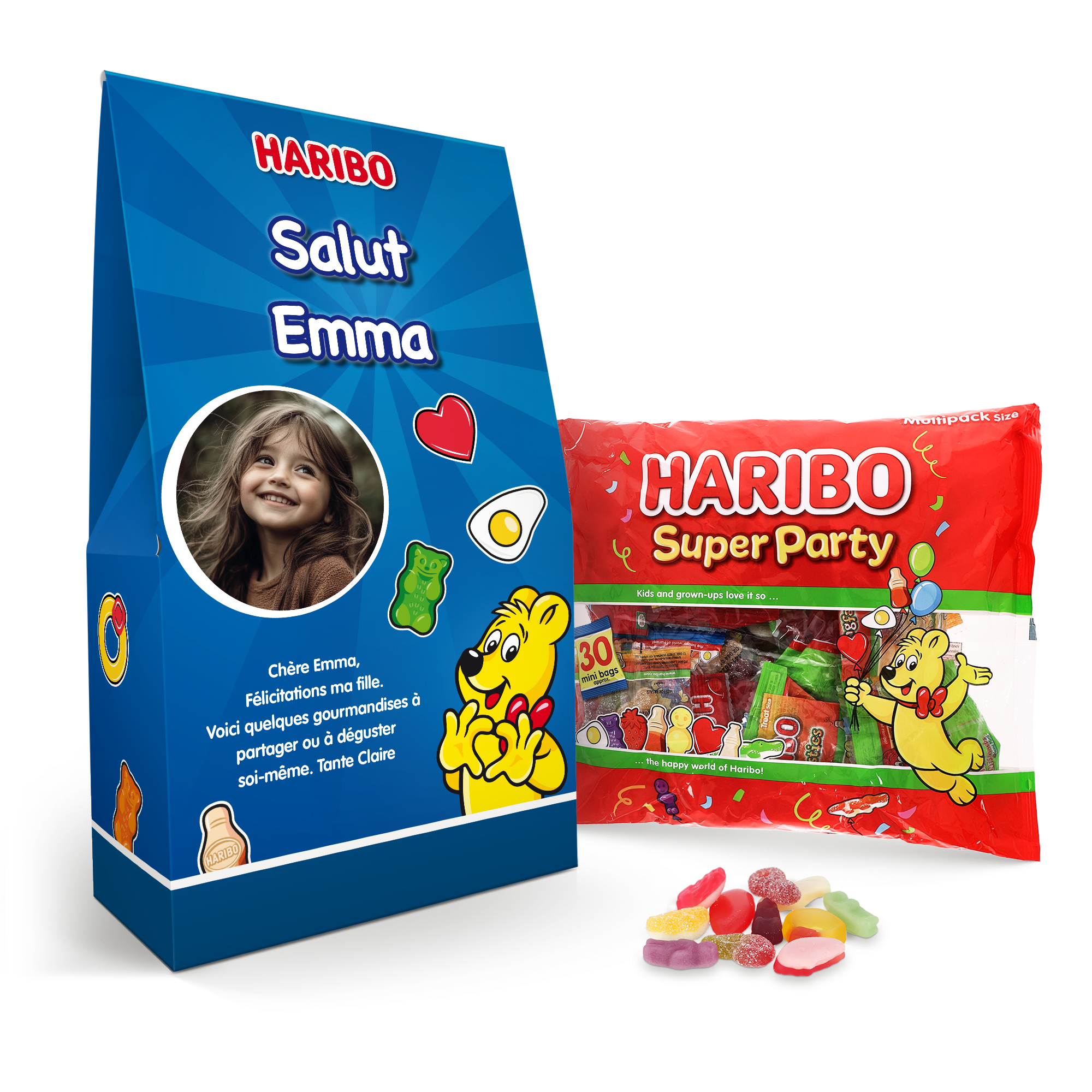 Coffret cadeau personnalisé bonbons Haribo XL - Haribo - 480 gr