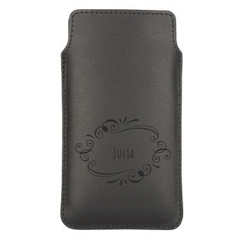 Leather phone case - L - Black