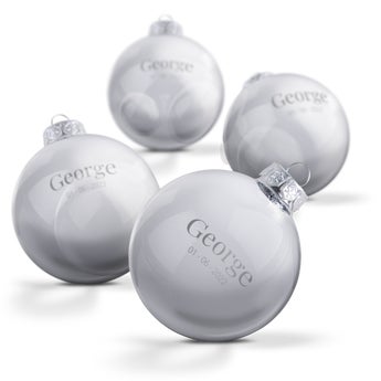 Personalised glass baubles - Silver (4 pieces)
