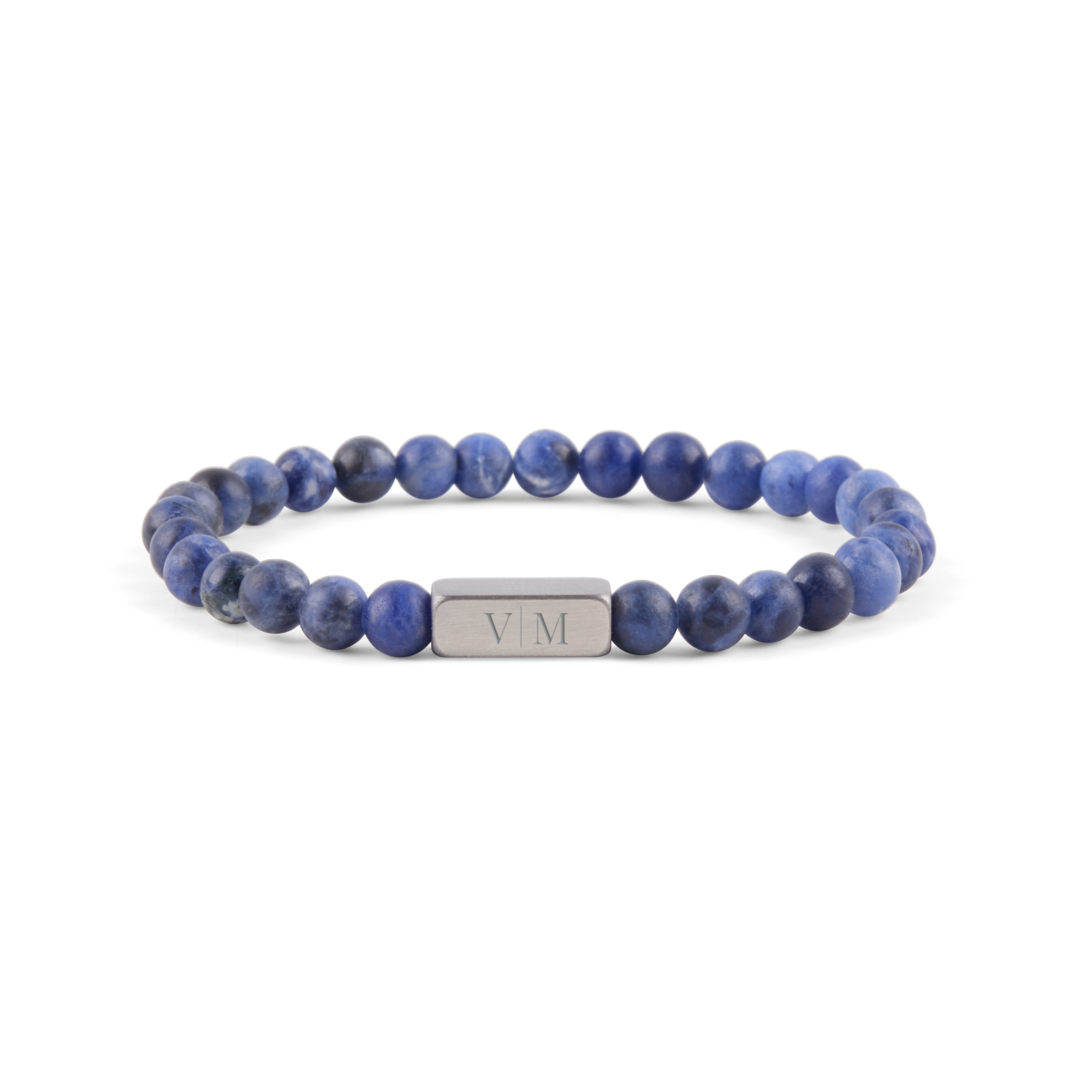 Gravure sur bracelet en pierres naturelles - Bleu - M