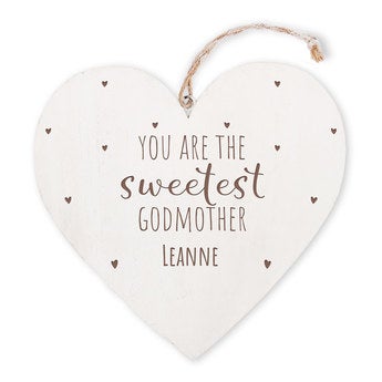 Personalised wooden heart - Godmother