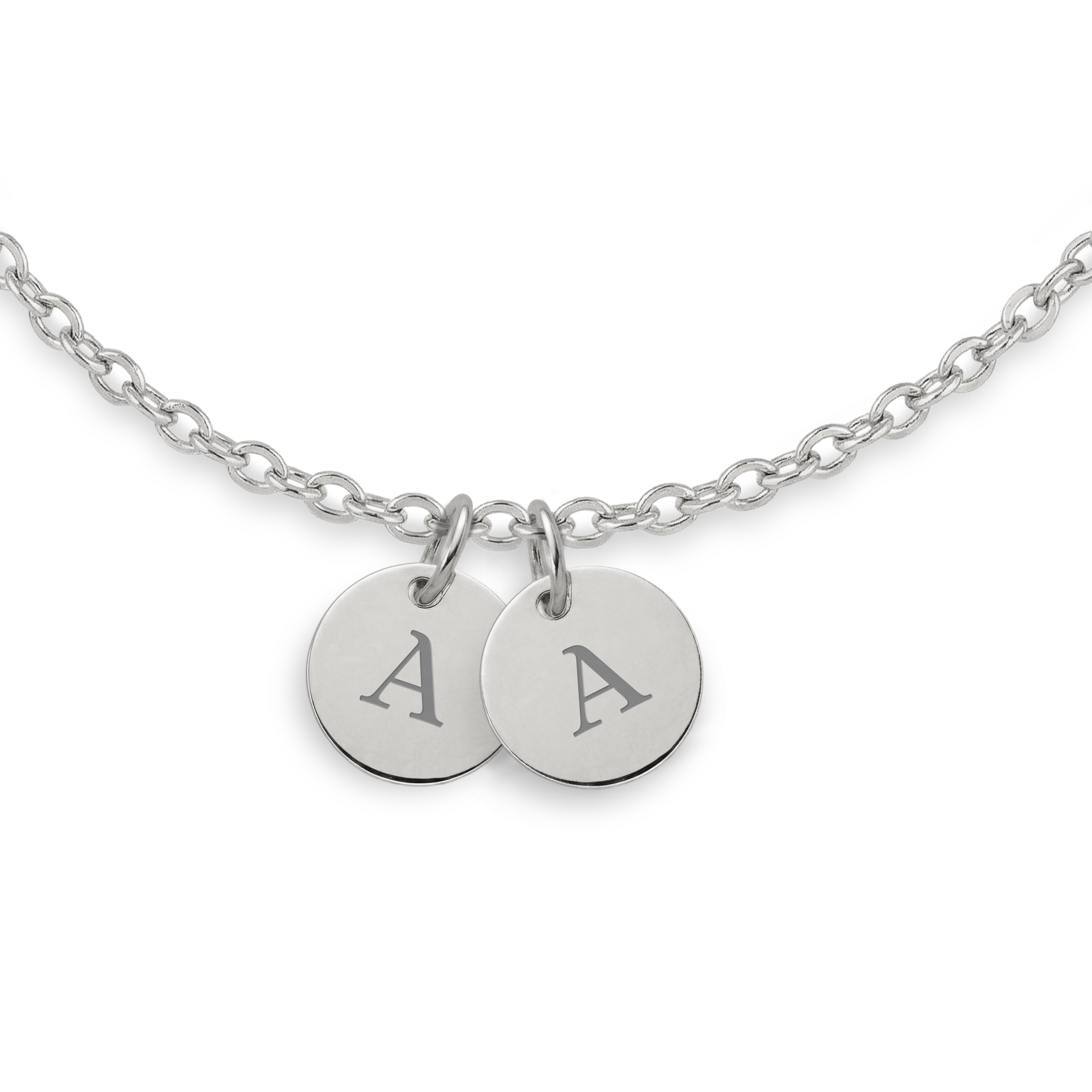 Initial necklace - Circle - Silver - 2 pcs