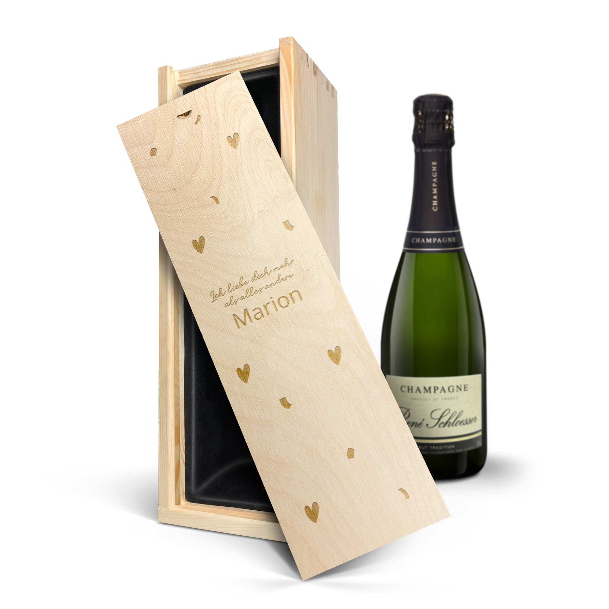Champagner personalisieren - gravierte Kiste - Rene Schloesser (750 ml)