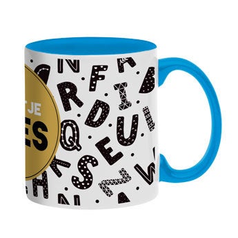 Mok met tekst - Blauw