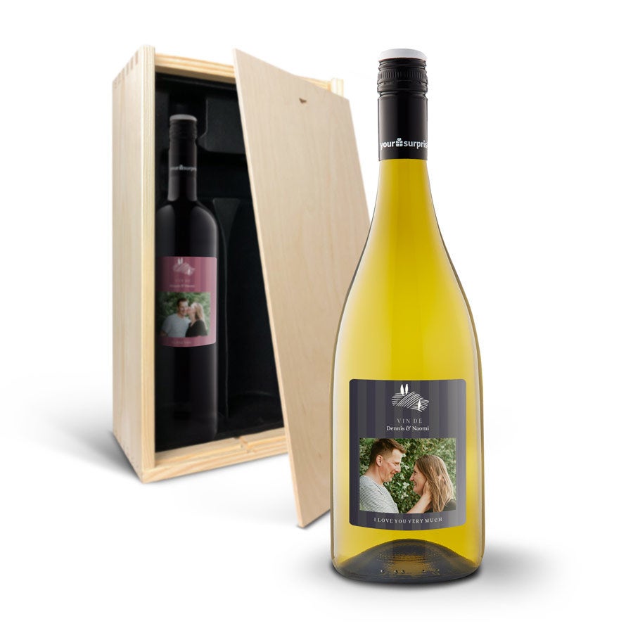 Wijnpakket met bedrukt etiket - Maison de la Surprise - Merlot en Chardonnay