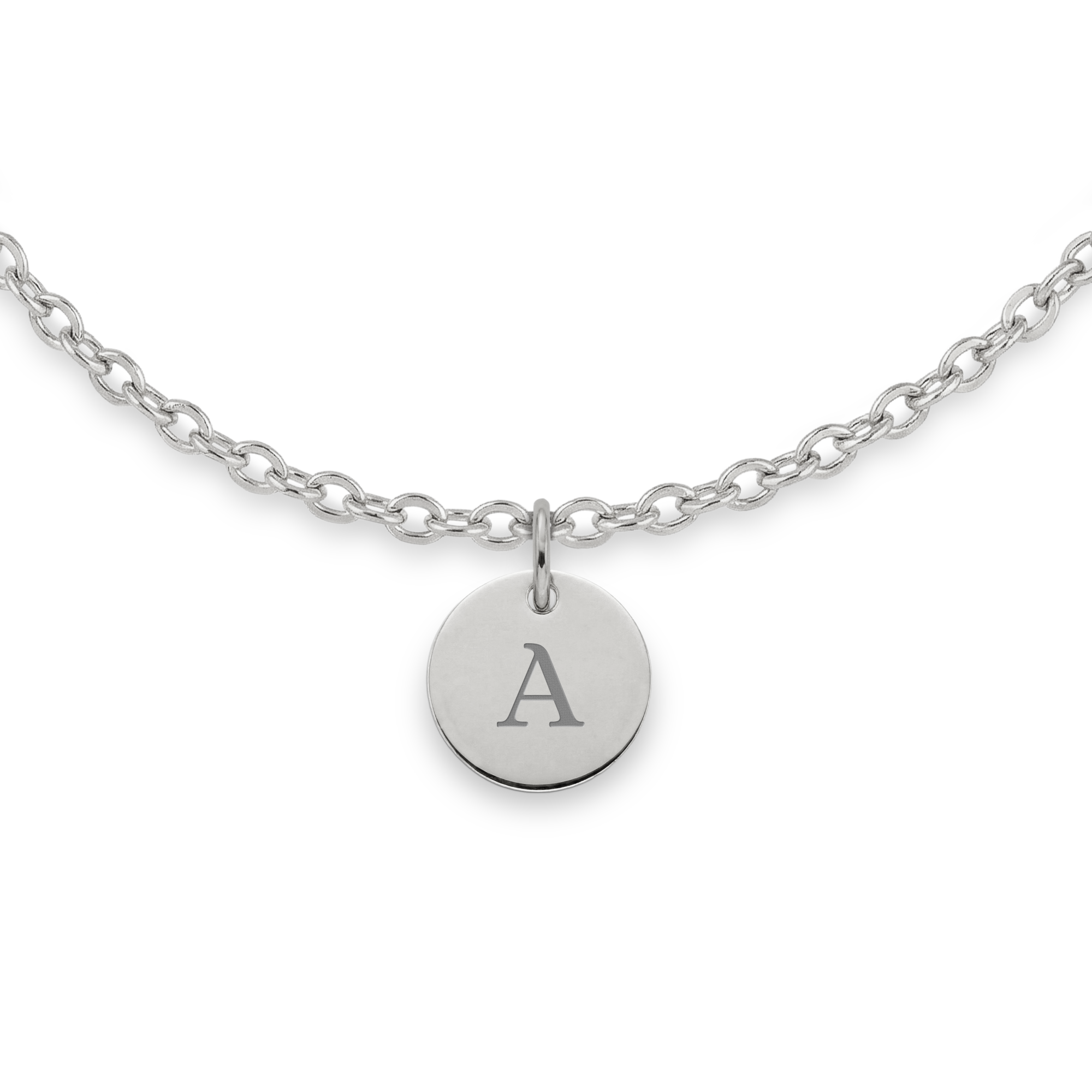 Initial necklace - Circle - Silver - 1 pc