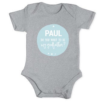 Will you be my godfather romper - Grey 50/56