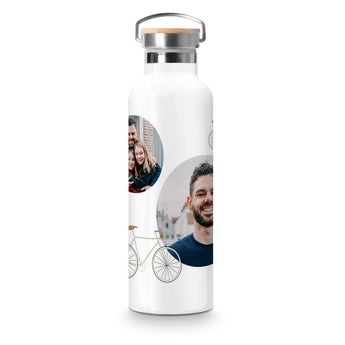 Personalised gym bottle with bamboo lid