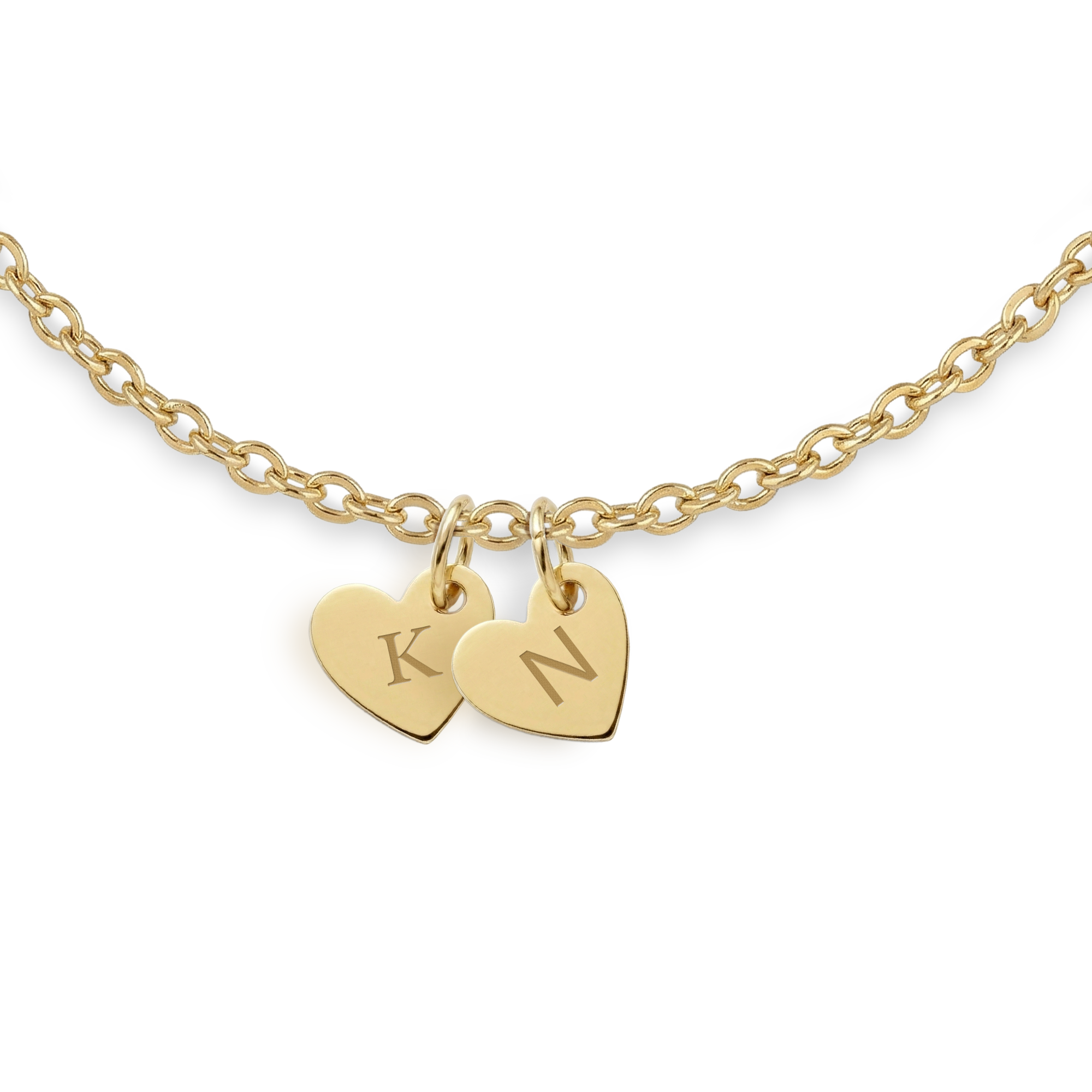 Collier initiale - Cœur - Or - 2 pièces
