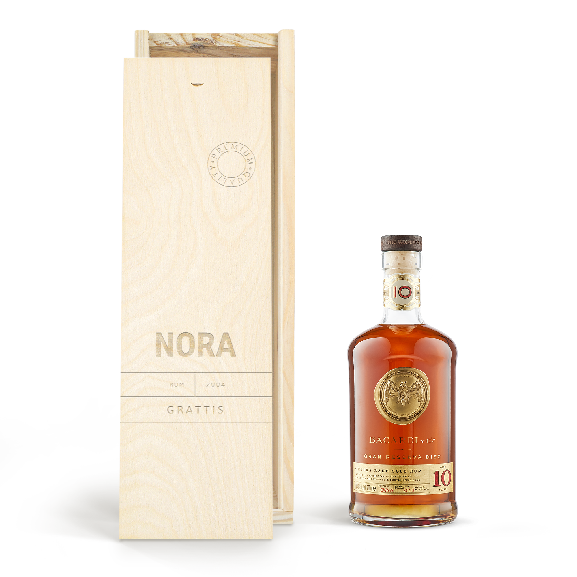 Bacardi Reserva Diez rom - Graverad ask