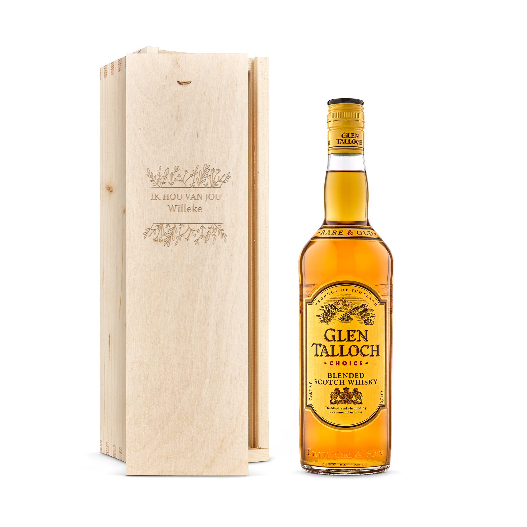 Whisky in gegraveerde kist - Glen Talloch