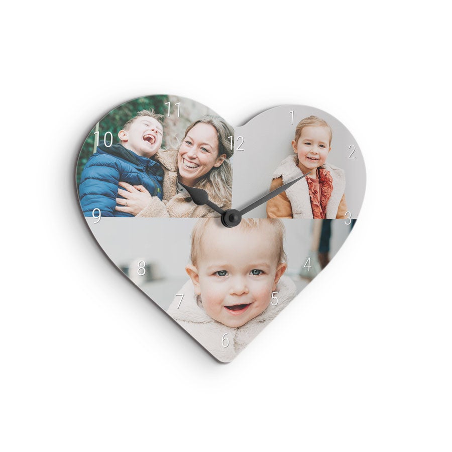 Personalised Mother's Day Clock - Heart (Hardboard)